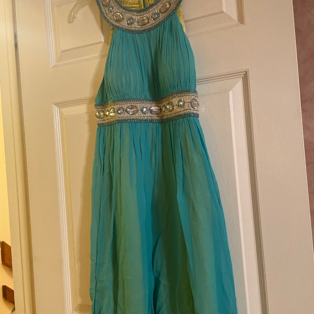 NWT rhinestone teal dress size 8 AIDAN MATTOX